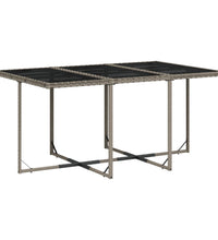 7-tlg. Garten-Essgruppe mit Kissen Grau Poly Rattan