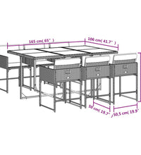 7-tlg. Garten-Essgruppe mit Kissen Beige Poly Rattan
