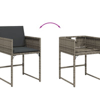 9-tlg. Garten-Essgruppe mit Kissen Grau Poly Rattan