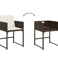 9-tlg. Garten-Essgruppe mit Kissen Braun Poly Rattan