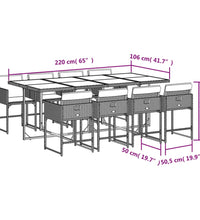 9-tlg. Garten-Essgruppe mit Kissen Beige Poly Rattan