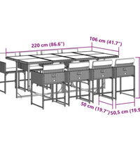 9-tlg. Garten-Essgruppe mit Kissen Hellgrau Poly Rattan