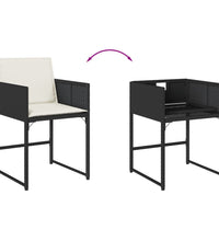 9-tlg. Garten-Essgruppe mit Kissen Schwarz Poly Rattan