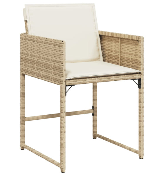 9-tlg. Garten-Essgruppe mit Kissen Beige Poly Rattan
