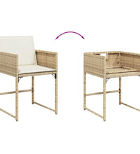 9-tlg. Garten-Essgruppe mit Kissen Beige Poly Rattan