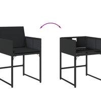 11-tlg. Garten-Essgruppe mit Kissen Schwarz Poly Rattan