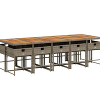 11-tlg. Garten-Essgruppe mit Kissen Grau Poly Rattan