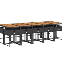 11-tlg. Garten-Essgruppe mit Kissen Schwarz Poly Rattan
