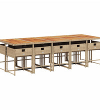11-tlg. Garten-Essgruppe mit Kissen Beige Poly Rattan