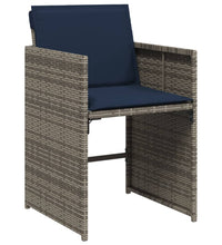 11-tlg. Garten-Essgruppe mit Kissen Grau Poly Rattan