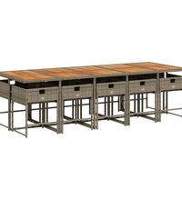 11-tlg. Garten-Essgruppe mit Kissen Grau Poly Rattan