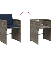 11-tlg. Garten-Essgruppe mit Kissen Grau Poly Rattan