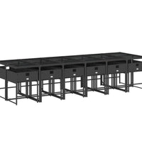 13-tlg. Garten-Essgruppe mit Kissen Schwarz Poly Rattan