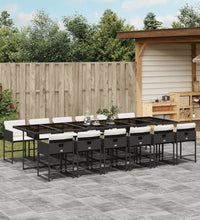 13-tlg. Garten-Essgruppe mit Kissen Schwarz Poly Rattan