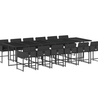 13-tlg. Garten-Essgruppe mit Kissen Schwarz Poly Rattan