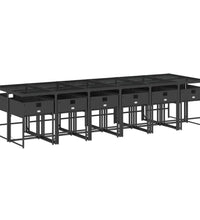 13-tlg. Garten-Essgruppe mit Kissen Schwarz Poly Rattan