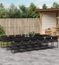 13-tlg. Garten-Essgruppe mit Kissen Schwarz Poly Rattan