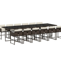 13-tlg. Garten-Essgruppe mit Kissen Braun Poly Rattan