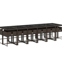 13-tlg. Garten-Essgruppe mit Kissen Braun Poly Rattan