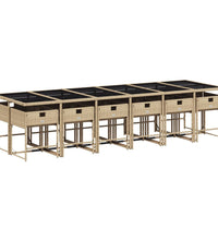 13-tlg. Garten-Essgruppe mit Kissen Beige Poly Rattan