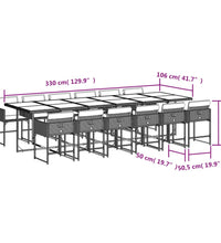 13-tlg. Garten-Essgruppe mit Kissen Beigemischung Poly Rattan