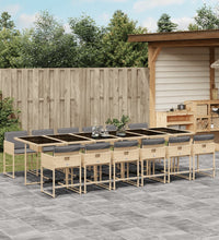 13-tlg. Garten-Essgruppe mit Kissen Beigemischung Poly Rattan