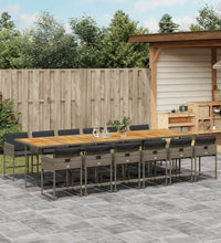 13-tlg. Garten-Essgruppe mit Kissen Grau Poly Rattan
