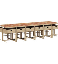 13-tlg. Garten-Essgruppe mit Kissen Beige Poly Rattan