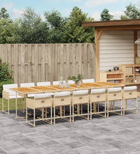 13-tlg. Garten-Essgruppe mit Kissen Beige Poly Rattan