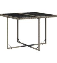 9-tlg. Garten-Essgruppe mit Kissen Grau Poly Rattan