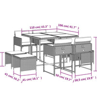 9-tlg. Garten-Essgruppe mit Kissen Beige Poly Rattan