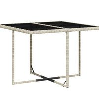 9-tlg. Garten-Essgruppe mit Kissen Hellgrau Poly Rattan