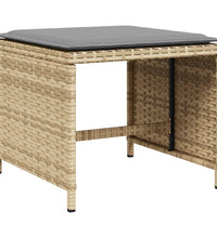 9-tlg. Garten-Essgruppe mit Kissen Beigemischung Poly Rattan