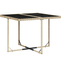 9-tlg. Garten-Essgruppe mit Kissen Beigemischung Poly Rattan