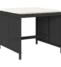 9-tlg. Garten-Essgruppe mit Kissen Schwarz Poly Rattan