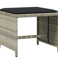 11-tlg. Garten-Essgruppe mit Kissen Hellgrau Poly Rattan