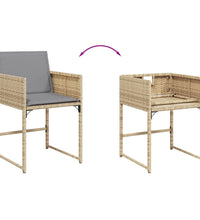 11-tlg. Garten-Essgruppe mit Kissen Beigemischung Poly Rattan