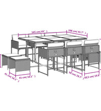 11-tlg. Garten-Essgruppe mit Kissen Beigemischung Poly Rattan