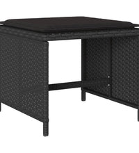 13-tlg. Garten-Essgruppe mit Kissen Schwarz Poly Rattan