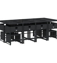 13-tlg. Garten-Essgruppe mit Kissen Schwarz Poly Rattan
