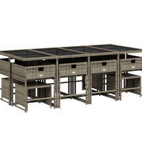 13-tlg. Garten-Essgruppe mit Kissen Grau Poly Rattan