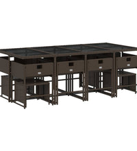 13-tlg. Garten-Essgruppe mit Kissen Braun Poly Rattan