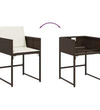 13-tlg. Garten-Essgruppe mit Kissen Braun Poly Rattan