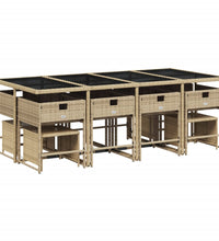 13-tlg. Garten-Essgruppe mit Kissen Beige Poly Rattan