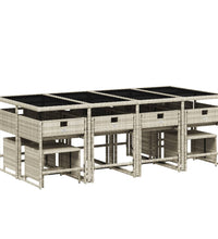 13-tlg. Garten-Essgruppe mit Kissen Hellgrau Poly Rattan