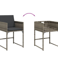 13-tlg. Garten-Essgruppe mit Kissen Grau Poly Rattan