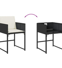 13-tlg. Garten-Essgruppe mit Kissen Schwarz Poly Rattan