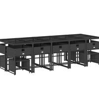 15-tlg. Garten-Essgruppe mit Kissen Schwarz Poly Rattan