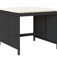 15-tlg. Garten-Essgruppe mit Kissen Schwarz Poly Rattan