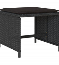 15-tlg. Garten-Essgruppe mit Kissen Schwarz Poly Rattan